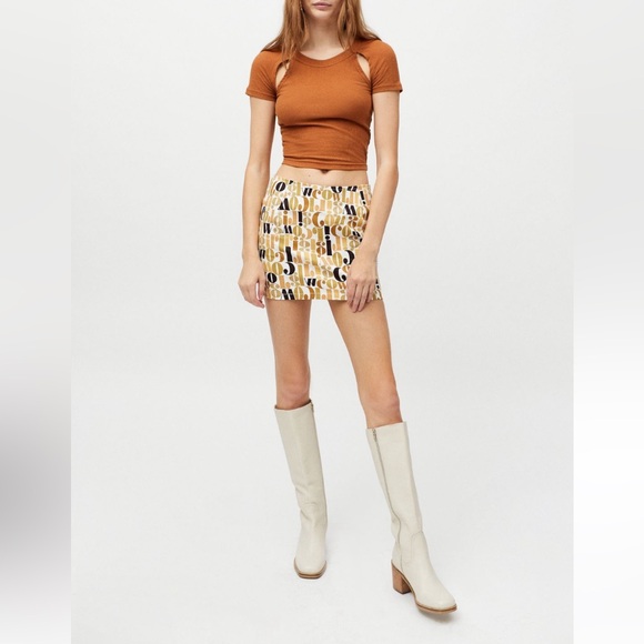 Motel Ima Mini Skirt In Cowgirl - XS Cream/Tan - Picture 8 of 16